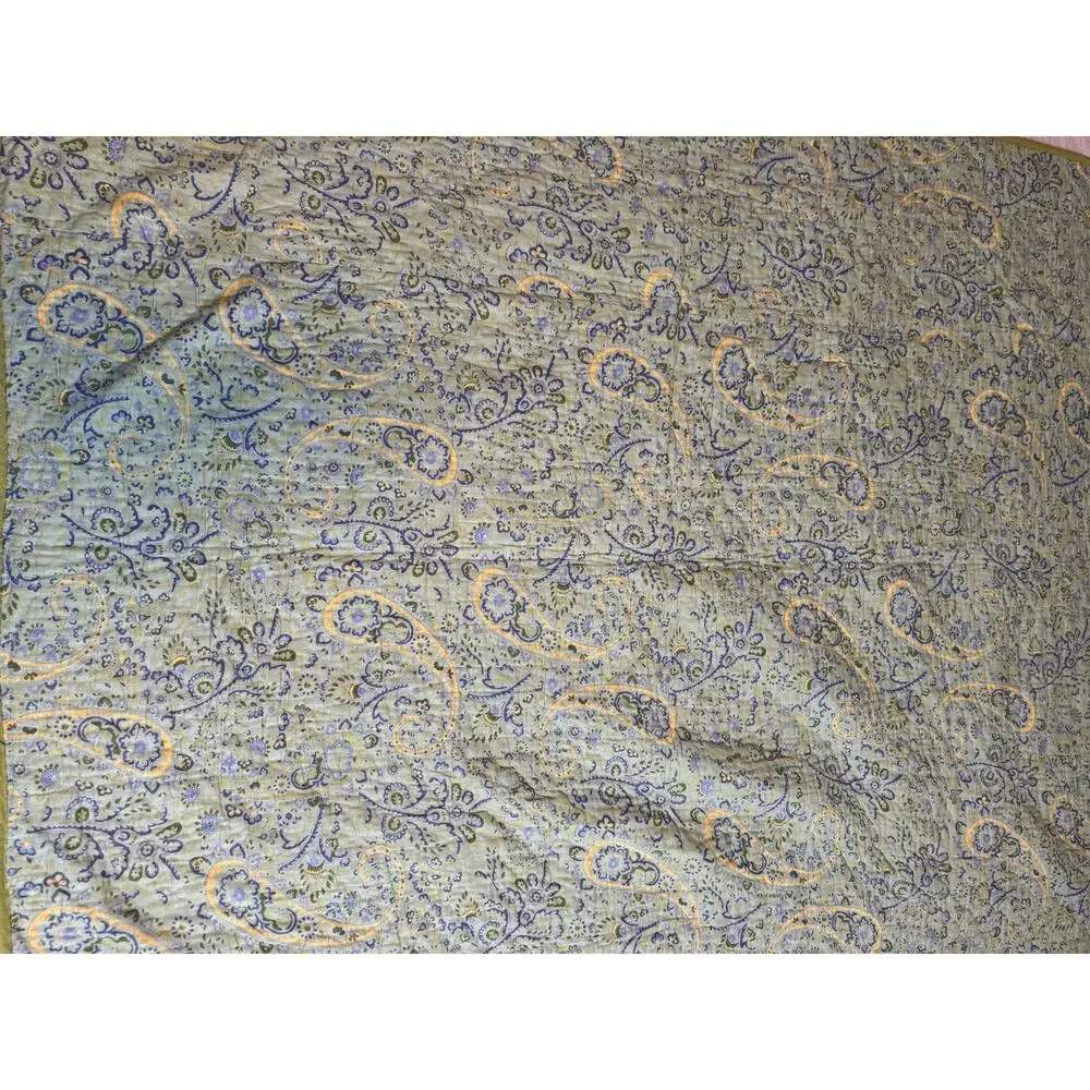 April Cornell Patchwork Quilt Cottage Throw Blanket Blue/Green Florals 51